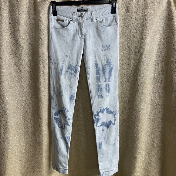 Dolce & Gabbana Acid Wash Tie Dye Slim Fit Skinny Jeans Sz 38/US 6 - Picture 1 of 10